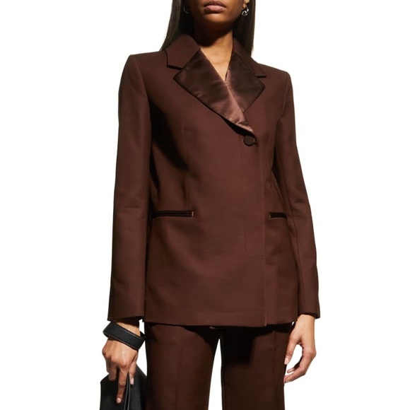 KHAITE Jackets & Blazers - KHAITE Women’s Johnson Satin Lapel Blazer in Brown, Sz 10, NWT